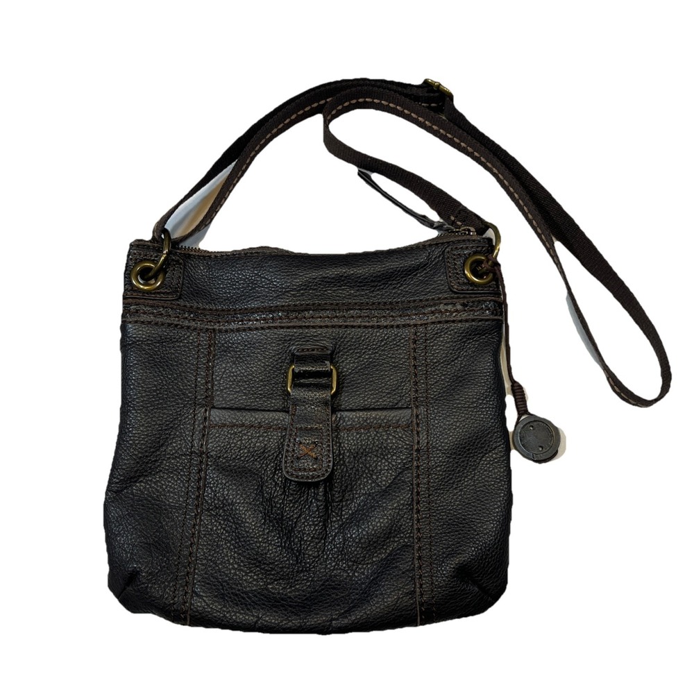 The Sak Brown Leather Square Crossbody with adjustable Strap